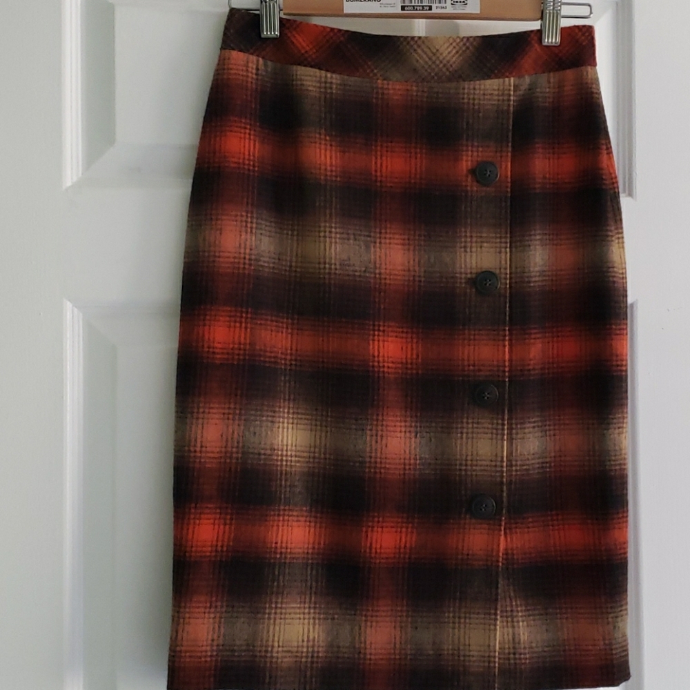 Classiques Plaid pencil skirt button front skirt